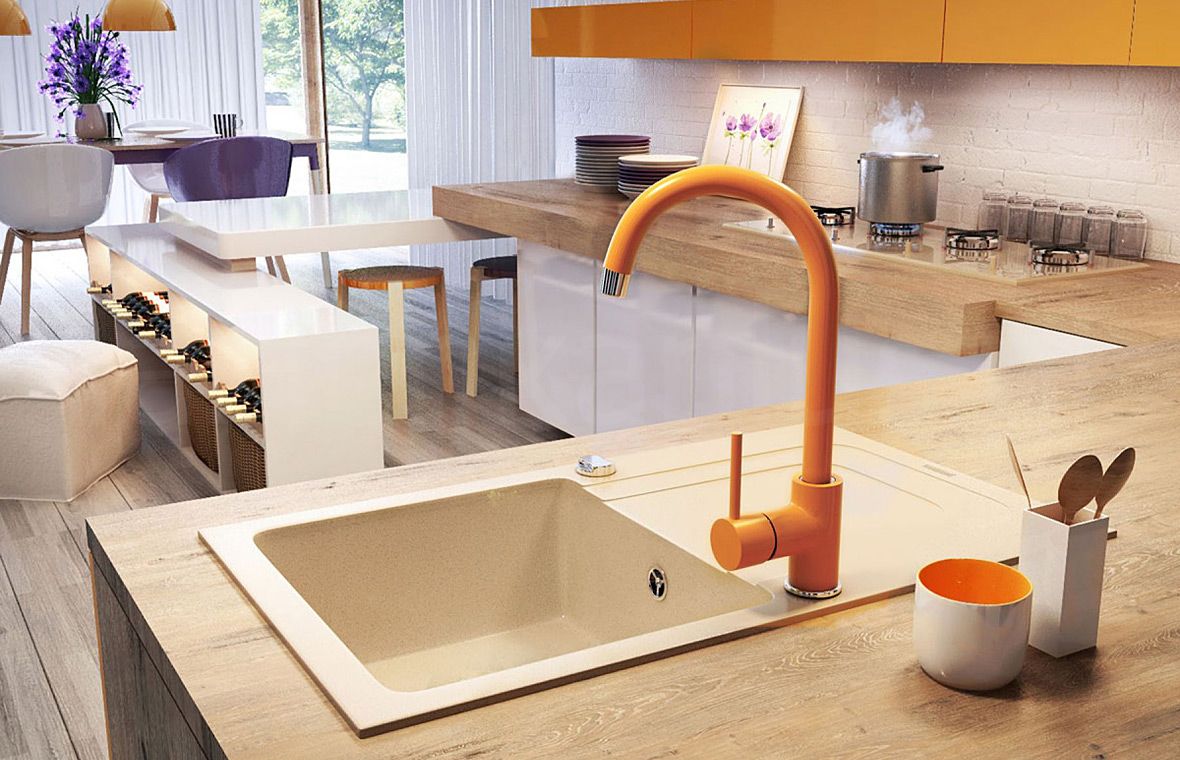 kuchnia z drewnianymi elementami