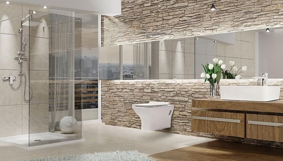 aranżacja łazienki z cegłą