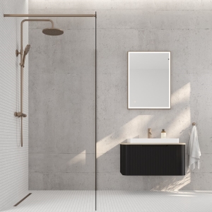 Oltens Vatten zestaw prysznicowy ścienny termostatyczny z deszczownicą miedź szczotkowana 36505610