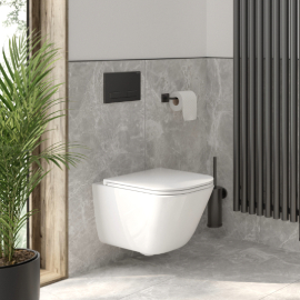 Zestaw Oltens Hadsel Stille  miska WC wisząca PureRim z powłoką SmartClean z deską wolnoopadającą Slim biała 42545000