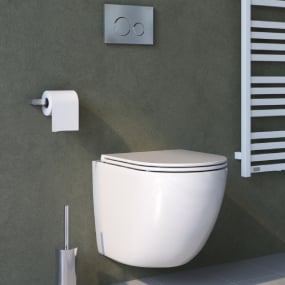 Zestaw Oltens Hamnes Kort Stille miska WC wisząca PureRim z powłoką SmartClean spłukiwanie wirowe z deską wolnoopadającą biały 42525000