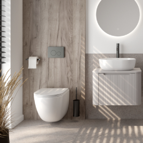 Zestaw Oltens Hamnes OneForm Stille PureRim miska WC wisząca z powłoką SmartClean z deską wolnoopadającą  biały połysk 42549000