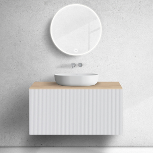 Zestaw Oltens Lun szafka podumywalkowa 100 cm z blatem biały mat/dąb 68689000