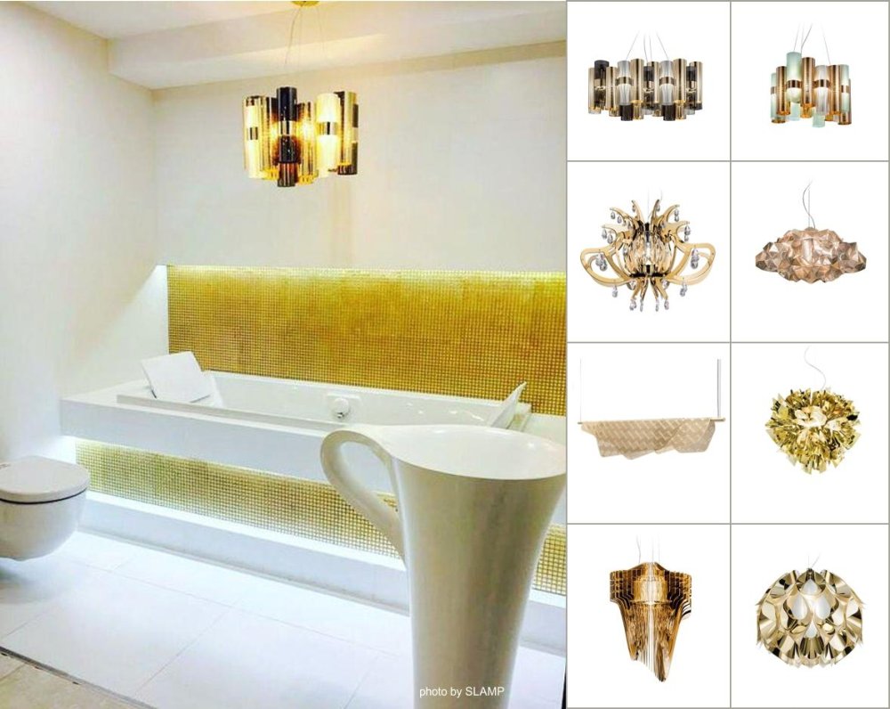 złote oświetlenie do łazienki