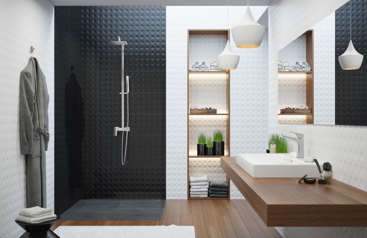 aranżacja kabina z zestawem prysznicowym