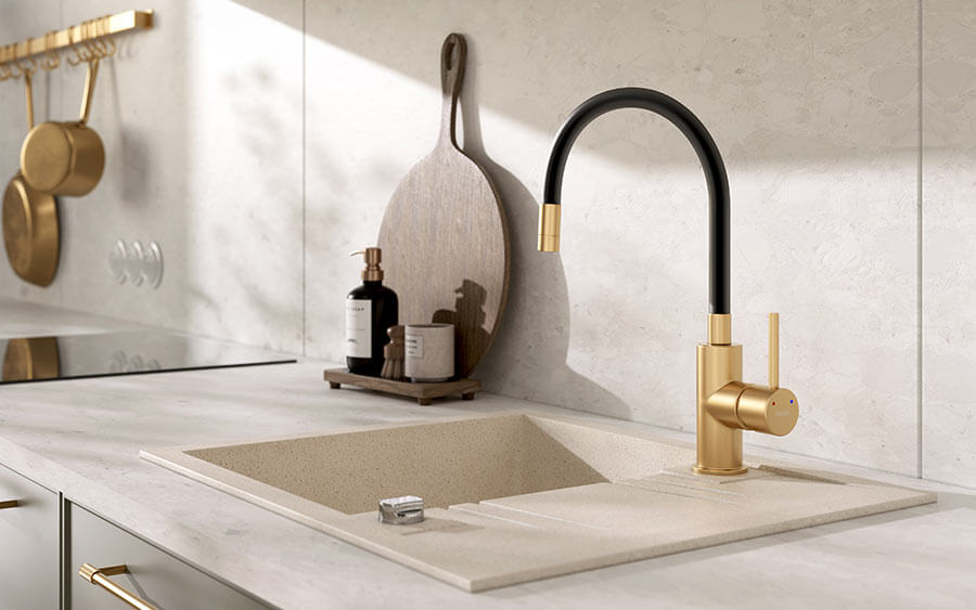 Ferro Zumba bateria Inox gold z czarną wylewką