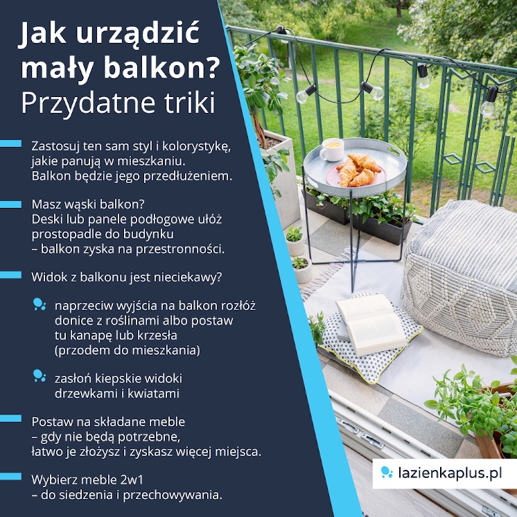 Jak urządzić mały balkon? Przydatne triki - infografika