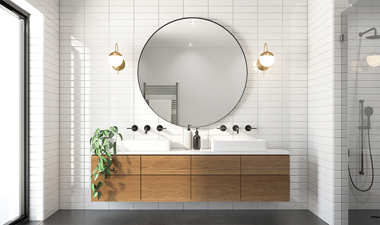 jasna łazienka z lustrem