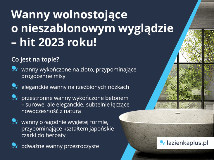 Wanny wolnostojące o nieszablonowym wyglądzie – hit 2023 roku! - infografika.