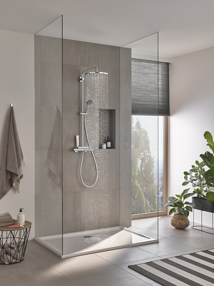 prysznic z zestawem prysznicowym vitalio joy system 360
