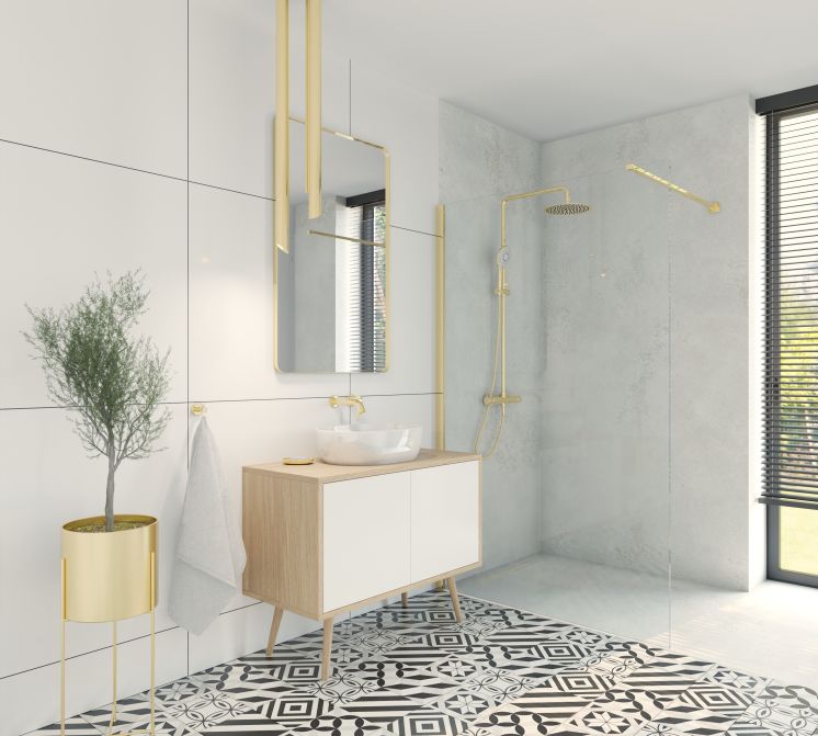 szampańskie złoto w armaturze i dodatkach łazienkowych